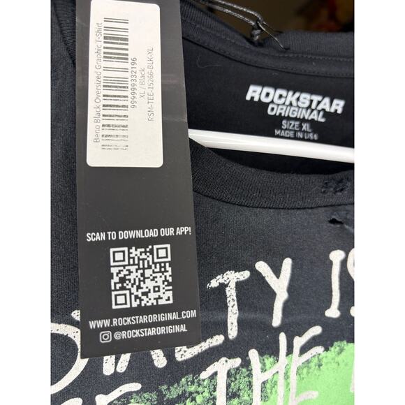 SZ XL - Mens Rockstar Original Shirt , black flames - NWT - Picture 3 of 3